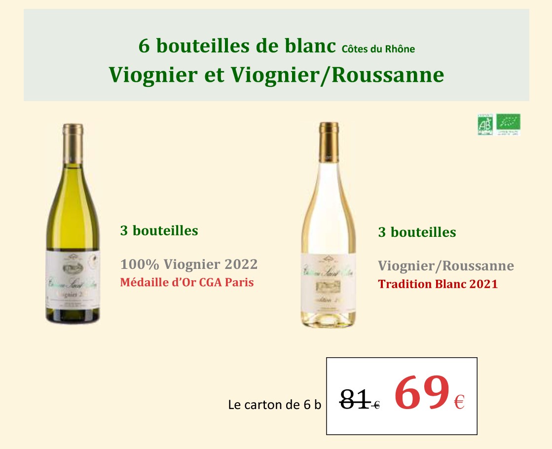 6 bouteilles 3 Viognier 3 Viognier Roussanne copie
